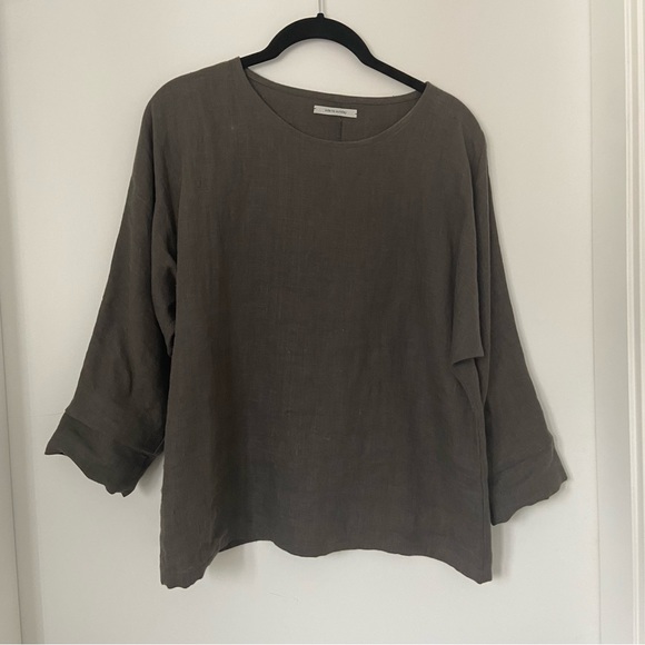 Ode to Sunday Linen Long-sleeve Black Small - Picture 2 of 5